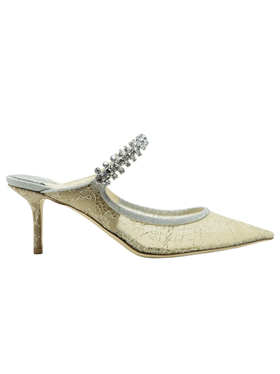 Shop Jimmy Choo Lace Bing Mules In Ivory/platinum