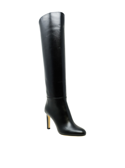 Shop Jimmy Choo Leather Karter Knee High Boots In Black