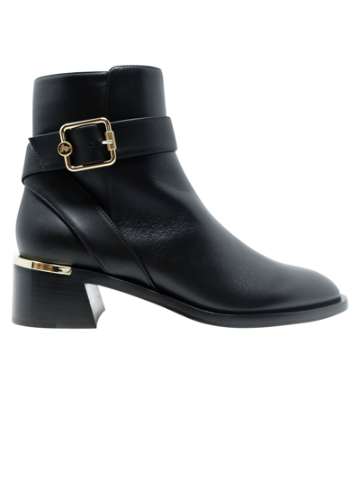 Jimmy Choo Clarice Leather Buckle Ankle Booties In Black