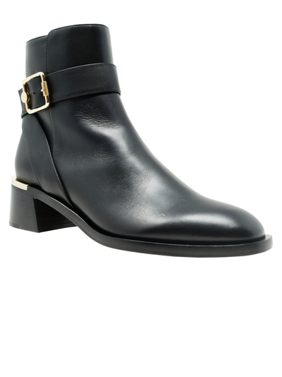 Jimmy Choo Clarice Leather Buckle Ankle Booties In Black