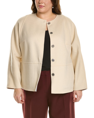 Shop Lafayette 148 New York Plus Reversible Wool & Cashmere-blend Jacket In White