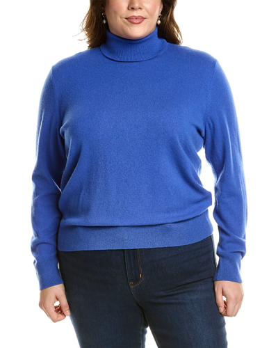 Shop Lafayette 148 New York Plus Turtleneck Cashmere Sweater In Blue
