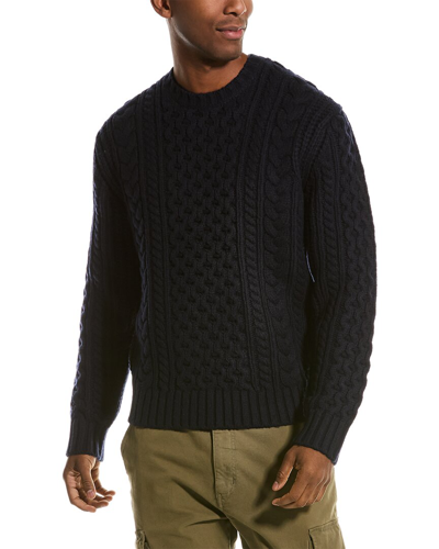 Shop Vince Heirloom Wool & Cashmere-blend Crewneck Sweater In Blue