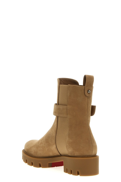 Shop Christian Louboutin Women 'cl' Ankle Boots In Cream