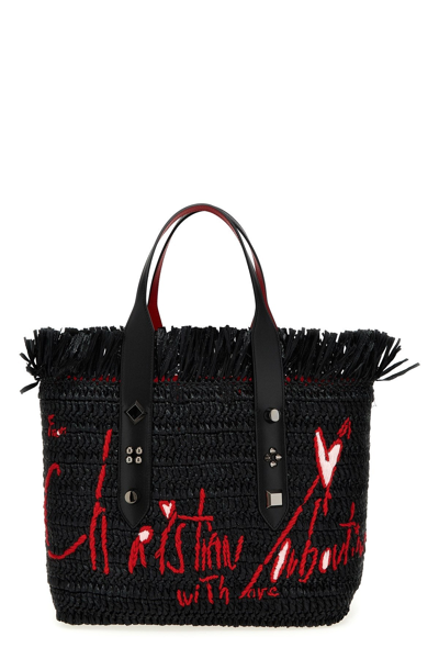 Shop Christian Louboutin Women  X Ross De Palma 'frangibus Medium' Shopping Bag In Black