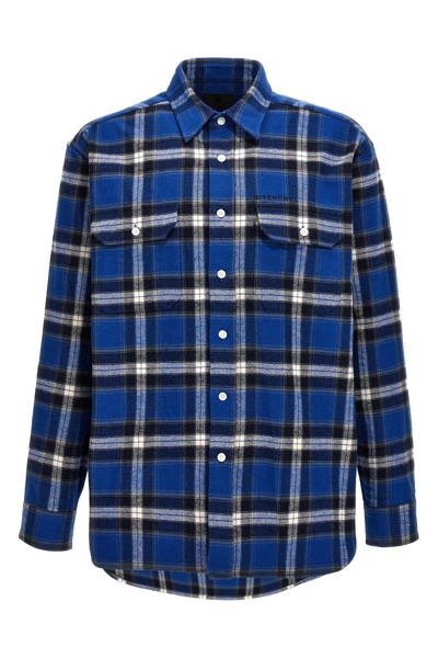 Shop Givenchy Men Check Flannel Shirt In Blue