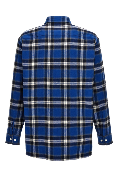 Shop Givenchy Men Check Flannel Shirt In Blue