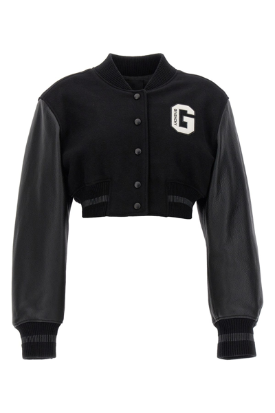 Shop Givenchy Women 'varsity' Cropped Bomber Jacket In Multicolor