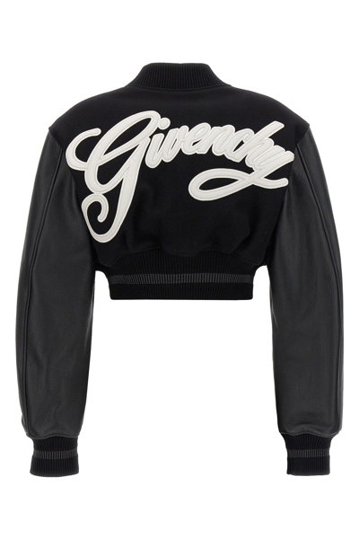 Shop Givenchy Women 'varsity' Cropped Bomber Jacket In Multicolor
