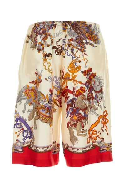 Shop Gucci Man Printed Silk Bermuda Shorts In Multicolor