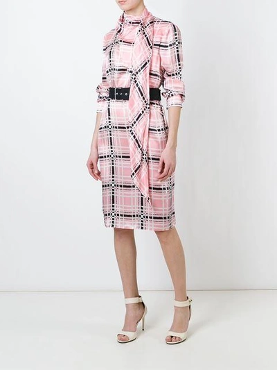 Shop Emanuel Ungaro Belted Dress In Pink