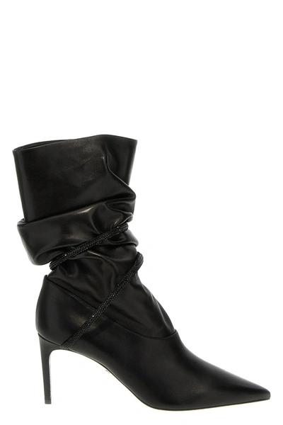 Shop René Caovilla Women Rhinestone Nappa Ankle Boots In Black