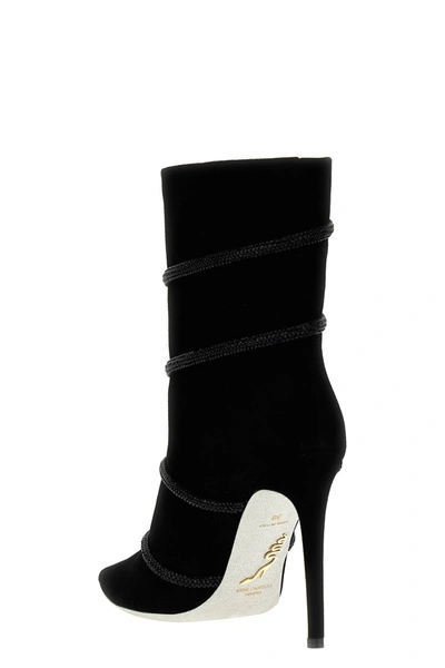 Shop René Caovilla Women Suede Rhinestone Ankle Boots In Black
