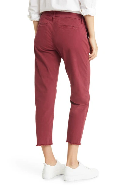 Shop Frank & Eileen Wicklow The Italian Frayed Mid Rise Crop Chino Pants In Oxblood