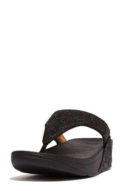 Shop Fitflop Shimma Glitter Wedge Sandal In Black Glitter
