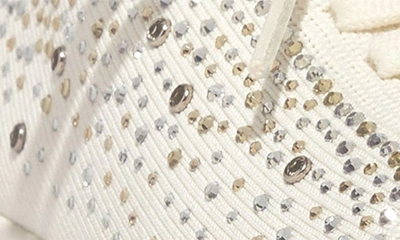 Fitflop Rally Rhinestone Knit Trainer Sneaker In Cream