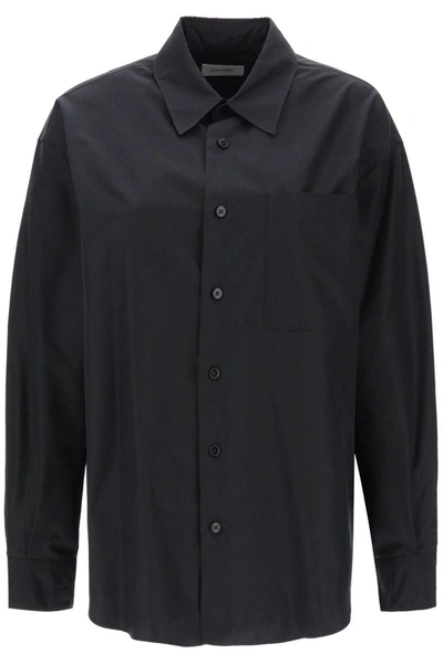 Shop Lemaire Relaxed Silk Shirt In Black