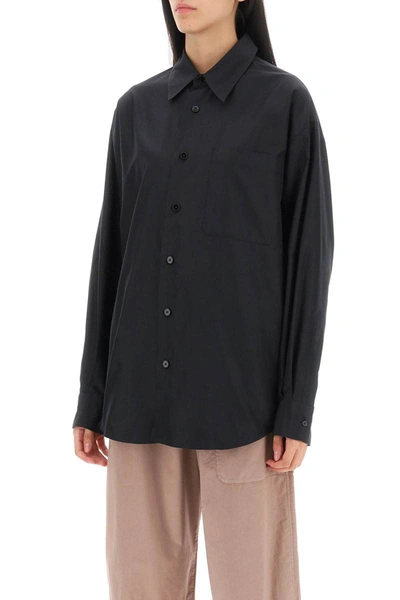 Shop Lemaire Relaxed Silk Shirt In Black