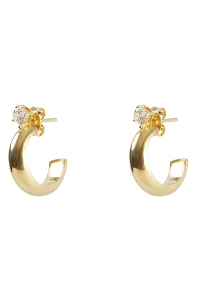 Shop Argento Vivo Sterling Silver Cubic Zirconia Huggie Hoop Earrings In Gold