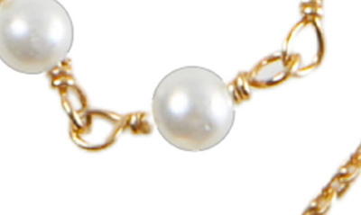 Shop Argento Vivo Sterling Silver Layered Freshwater Pearl Station Necklace In Gold