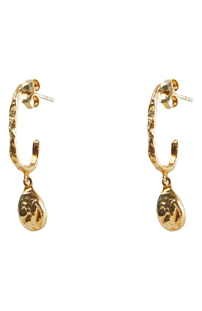 Shop Argento Vivo Sterling Silver Molten Drop Hoop Earrings In Gold