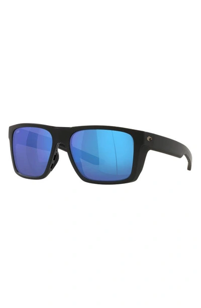Costa Del Mar Pargo 60mm Mirrored Polarized Square Sunglasses In Matte Black