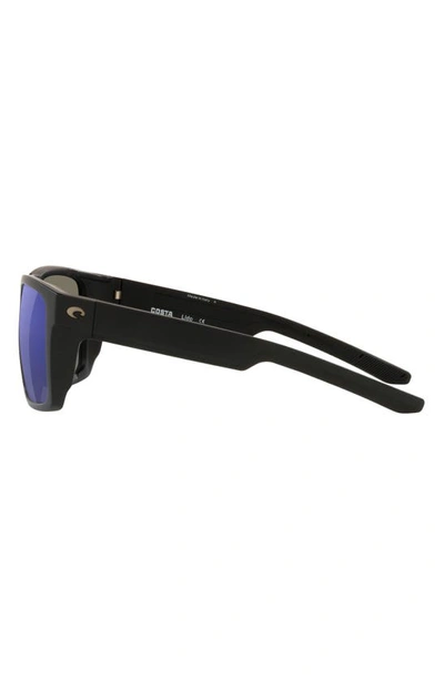 Costa Del Mar Pargo 60mm Mirrored Polarized Square Sunglasses In Matte Black