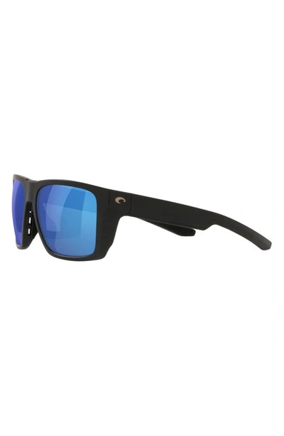 Costa Del Mar Pargo 60mm Mirrored Polarized Square Sunglasses In Matte Black