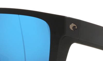 Costa Del Mar Pargo 60mm Mirrored Polarized Square Sunglasses In Matte Black