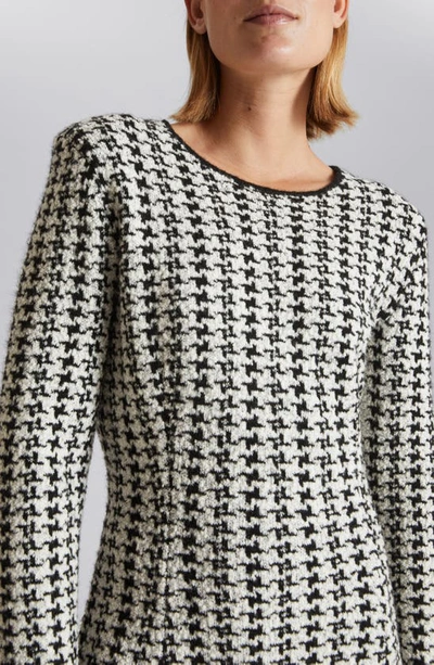 Shop & Other Stories Houndstooth Long Sleeve Wool & Alpaca Blend Sweater Dress In Black/ White Houndtooth