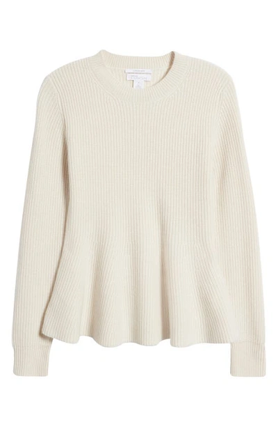 Nordstrom Signature Peplum Cashmere Sweater In Ivory Sand