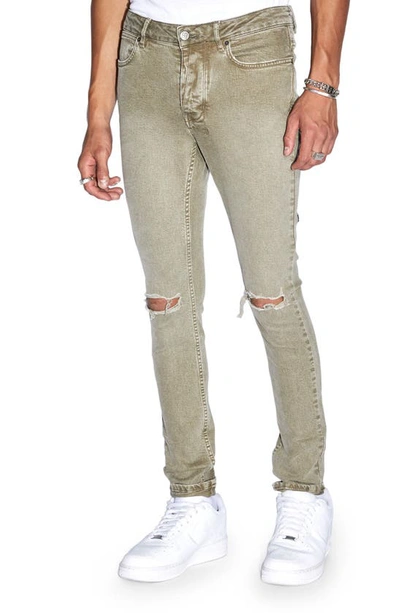 Shop Ksubi Van Winkle Outback Ripped Recycled Cotton Blend Skinny Jeans In Green