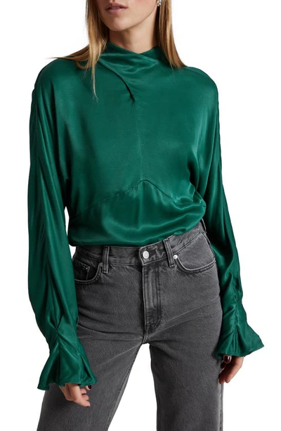 Shop & Other Stories Tie Back Satin Top In Green