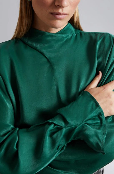 Shop & Other Stories Tie Back Satin Top In Green