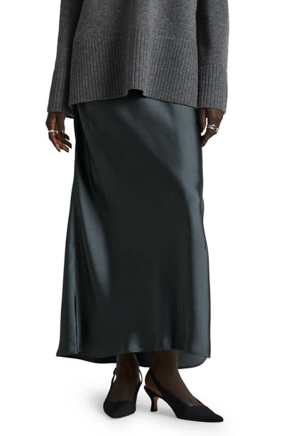 Shop & Other Stories Side Slit Satin Skirt In Dark Grey