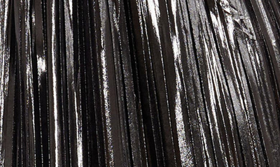 Dress The Population Hannah Pleated Metallic Halter Dress In Gunmetal
