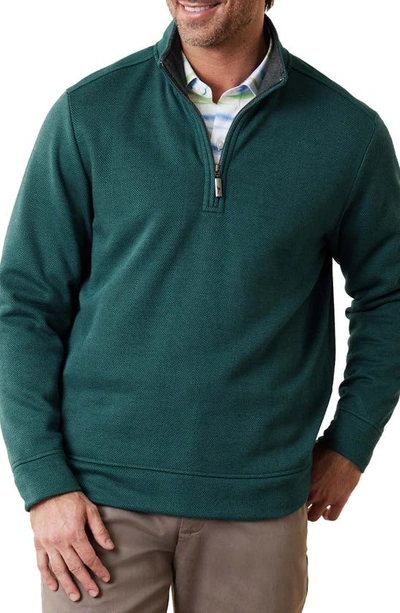 Shop Tommy Bahama New Castle Chevron Quarter Zip Pullover Sweater In Forest Green