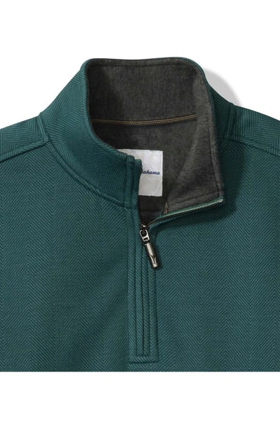 Shop Tommy Bahama New Castle Chevron Quarter Zip Pullover Sweater In Forest Green