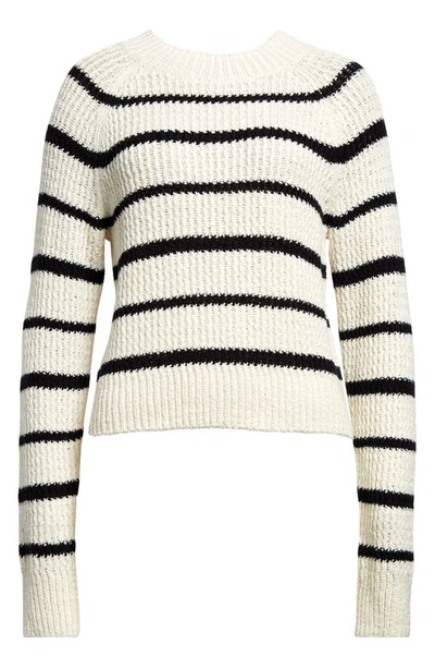 Shop Vince Rib Stripe Crewneck Sweater In Pampas/ Black
