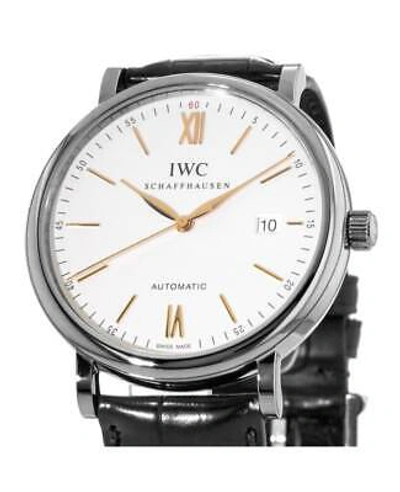Pre-owned Iwc Schaffhausen Iwc Portofino Automatic Silver & Gold Dial Black Men's Watch Iw356517