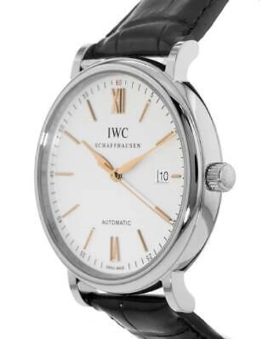 Pre-owned Iwc Schaffhausen Iwc Portofino Automatic Silver & Gold Dial Black Men's Watch Iw356517