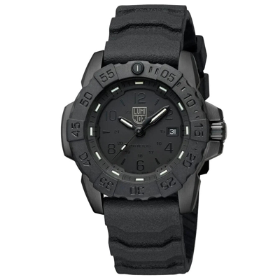 Pre-owned Luminox Navy Seal Xs.3251.bo.cb 45mm Blackout Steel Rubber Pvd Quartz Watch