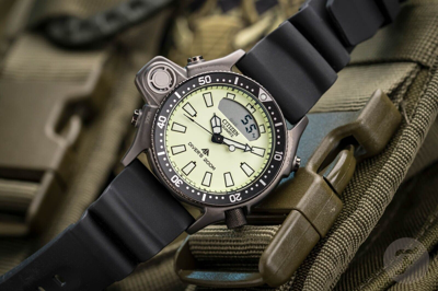Pre-owned Citizen Promaster Jp2007-17w Aqualand 44mm Green Dial 200m Diver's Watch -