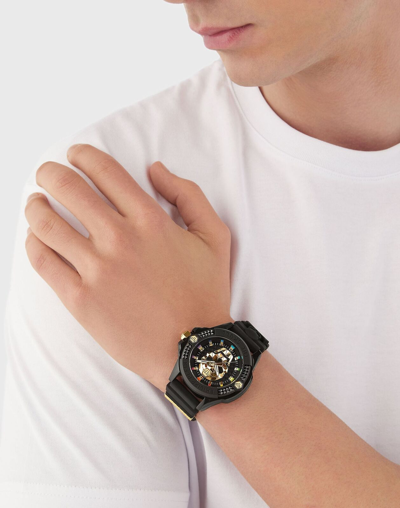 Pre-owned Philipp Plein Men's Watch Analog Quartz The $kull Ecoceramic Pwuba0223 Silicone
