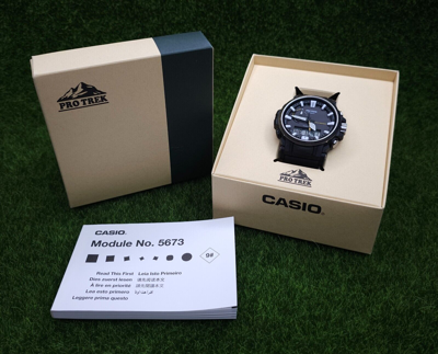 Pre-owned Casio Pro Trek Solar 47.4mm Watch W/ Resin/stainless Steel Case - Prw-61-1acr