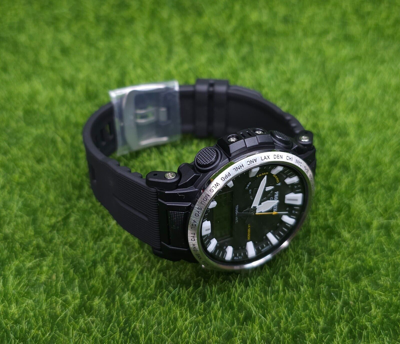 Pre-owned Casio Pro Trek Solar 47.4mm Watch W/ Resin/stainless Steel Case - Prw-61-1acr