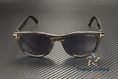 Pre-owned Tom Ford Ft1046 P 63v Horn Black Horn Blue 53 Mm Men's Sunglasses