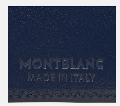 Pre-owned Montblanc Mesiterstuck Wallet 4cc With Coin Case Ink Blue Leather