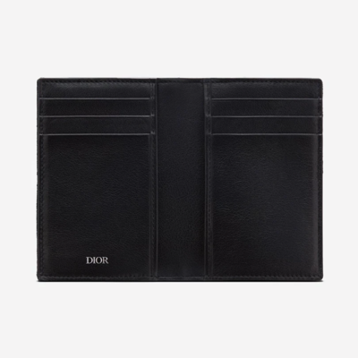 Pre-owned Dior Bi-fold Card Holder Black  Oblique Jacquard