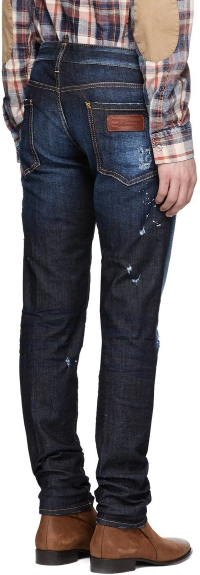 Pre-owned Dsquared2 Dsquared² Men Slim Fit Distressed Blue Jeans With Chain Link $750